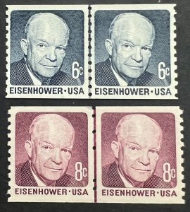 Scott#: 1401, 1402 - Dwight D. Eisenhower 6¢ 1970 BEP Line Pair MNHOG - Lot 6