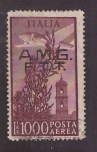 Italy Trieste Scott C16 AMG FTT Used 1000 key airmail stamp of  1948
