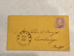 6/30/1860s Brewster Massachusetts cover #64b to Elisha Bangs in Cambridge