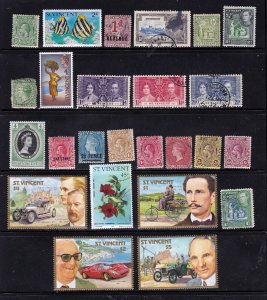 St. Vincent stamps x 25, mint & used,  CV $58.20