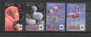 BIRDS - BAHAMAS #1359a-d WWF FLAMINGOS MNH