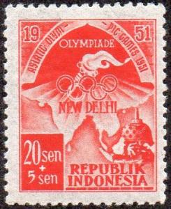 Indonesia B60 - Mint-LH - 20s + 5s Olympics (1951) (cv $0.30)
