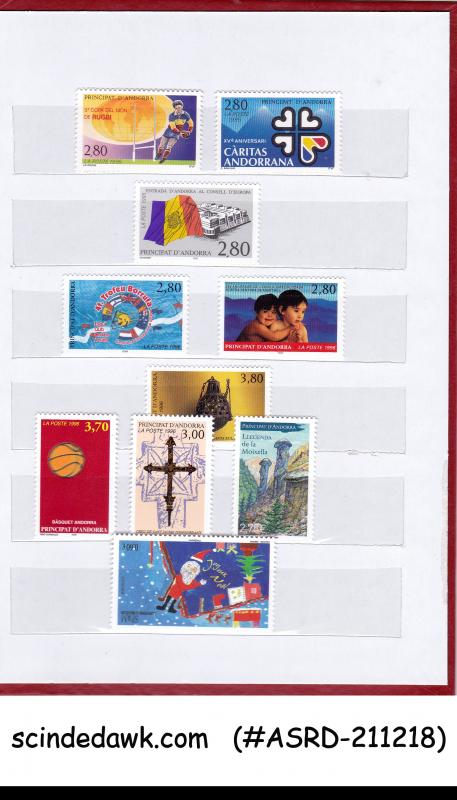 COLLECTION OF FRENCH ANDORRA STAMPS FROM 1966-1996 IN SMALL STOCK BOOK