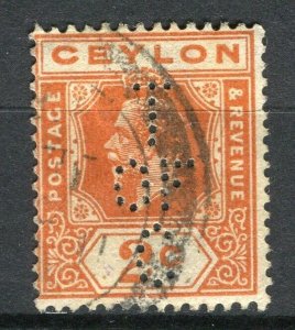 CEYLON; Early 1900s GV used 2c. value + fine PERFIN