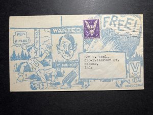 1944 USA WWII Patriotic Cover Casper WY to Kokomo IN Wanted for Murder