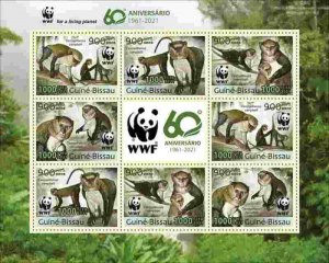 Guinea-Bissau - 2021 WWF 60 Years & Animals - 8 Stamp Sheet - GB210231f2