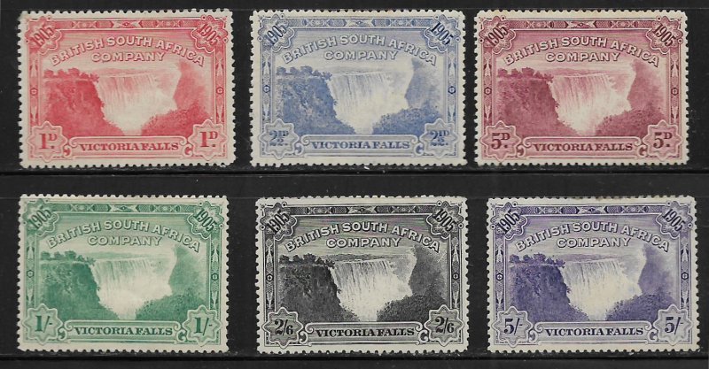 RHODESIA  76-81 MINT HINGED, VICTORIA FALLS SET 1905