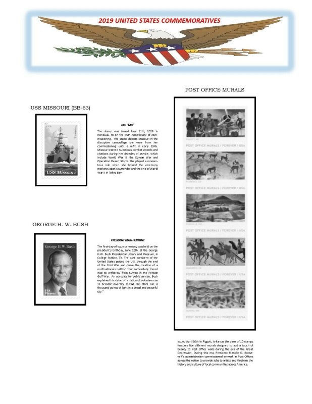 Mac's 2019 U.S. Commemorative Stamp Album Supplement SIMPLIFIED - PRICE REDUCED 