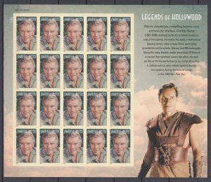 ​USA Sc#4892 Legends of Hollywood Charlton Heston forever sheet of 20 stamps MNH