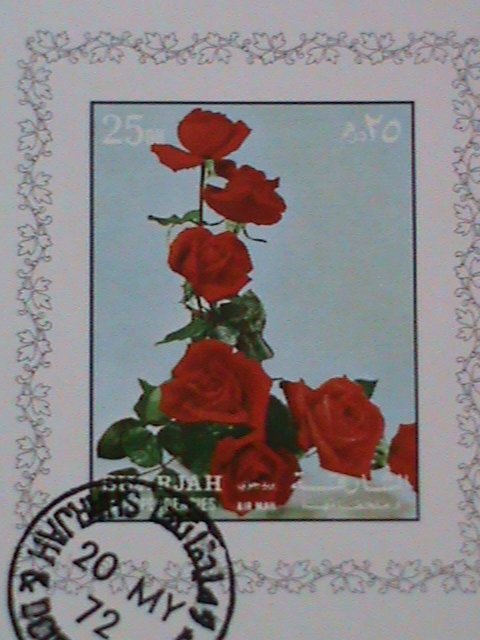 SHARJAH-STAMP:- 1972- LOVELY FLOWER- CTO AIR MAIL IMPERF:S/S SHEET NOT HING