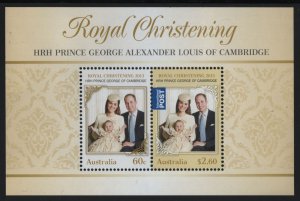 Australia 2014 MNH Sc 4023a Christening of Prince George Sheet