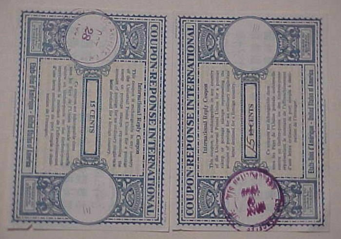 US MINT COUPON RESPONSE 15cents & 15cents MANUSCRIPT OVER 13cents SCARCE