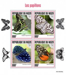 NIGER - 2019 - Butterflies - Perf 4v Sheet - Mint Never Hinged