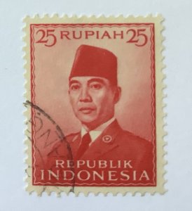 Indonesia 1951-53 Scott 398 used - 25r, President Sukarno