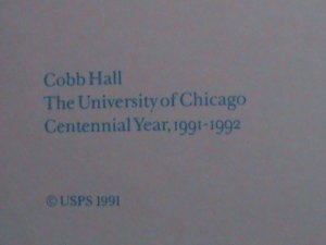 ​UNITED STATES-1991-CENTENNIAL-UNIVERSITY OF CHICAGO-COBB HALL-MNH- POST CARD-