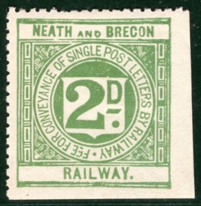 GB Wales N&BR RAILWAY Letter Stamp 2d NEATH & BRECON Mint MM SBW63