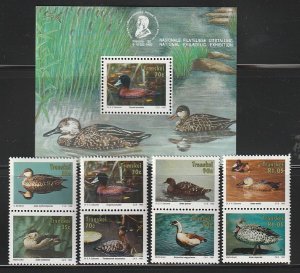 1992 South Africa - Transkei - Sc 271a-278a - MNH VF - 4 pairs & 1 MS -Waterfowl