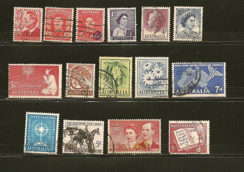 Australia Lot of 15 Different Older Pre-Decimal Stamps Used