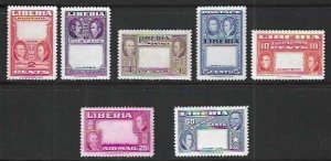 Liberia, 1952, Scott #333-337, C68-C69, Centers Missing, N.H., John M. Ashmun