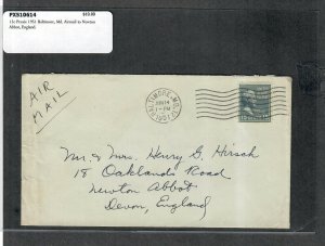 1951 Prexie Cover 15c Baltimore MD Airmail