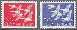 Finland (1956) - Scott # 343 - 344,  MH  VF Whooper Swans Birds