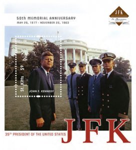 SAINT KITTS 2013 - PRESIDENT JOHN F. KENNEDY 50TH MEMORIAL SOUVENIR SHEET MNH