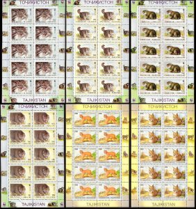 Tajikistan 1996  WWF Pallas Cats 6  Sheetlets  (60v)  Sc # 92-97 MNH CV $120.00