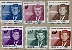 Congo DR 1964 Kennedy JFK.  MNH. Scott 514-519, CV $5.00