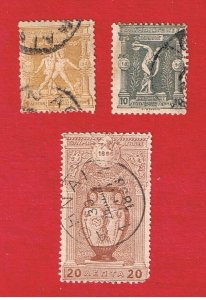 Greece #117 #120-121  VF used  1st Olympics  Free S/H