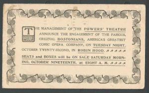 1901 Grand Rapids Mi The Powers Theatre Presents The Bostonians Comic See Info