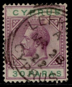 CYPRUS GV SG87, 30pa violet & green, FINE USED.