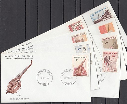 Mali, Scott cat. 205-212. Native Musical Instruments issue. 8 First day cover. ^