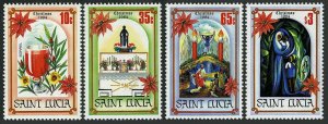 St Lucia 702-705,705a.MNH.Mi 684-687,Bl.38. Christmas 1984.Glass,Altar,Creche,