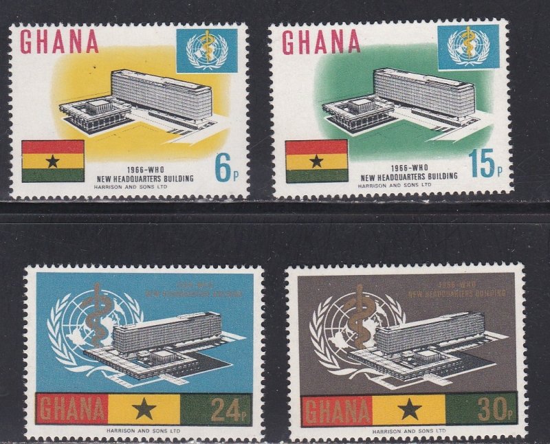 Ghana # 247-250, Inauguration of WHO Headquarters Building, NH, 1/2 Cat.