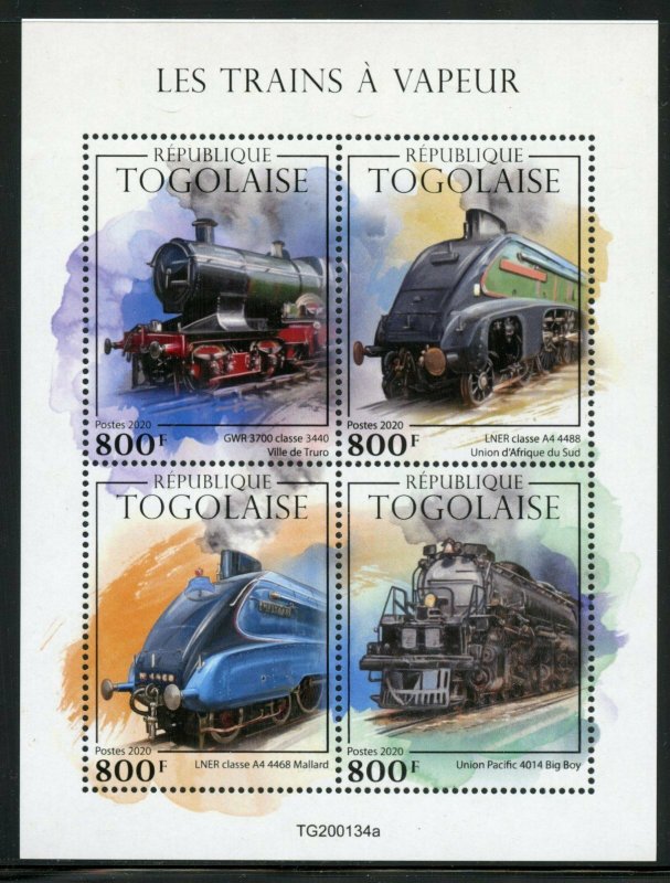 TOGO 2020  STEAM TRAINS SHEET MINT NEVER HINGED