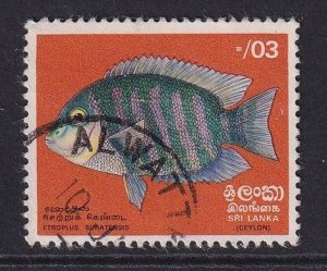 Sri Lanka  #474 used 1972 tropical fish 3c
