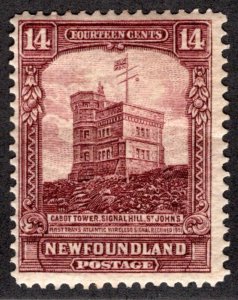 147, NSSC, Newfoundland, 14c red brown, Cabot Tower, MLHOG, Pictorial Issue I,