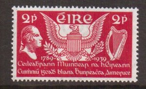 Ireland  #103  MH   1939   Washington  US eagle  harp  2p