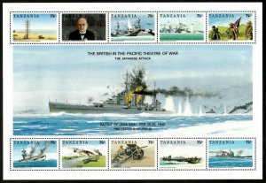 Tanzania 1992 - Battle of Java Sea WWll - Sheet of 10 Stamps - Scott #824 - MNH