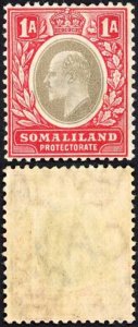 Somaliland SG46 1d Grey-black and red Wmk Mult CA M/M Cat 29 pounds