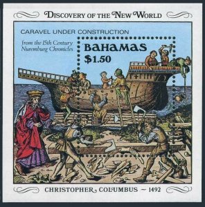 Bahamas 667,MNH.Michel 694 Bl.56. 1989.Discovery of America-500.Caravel.1992.