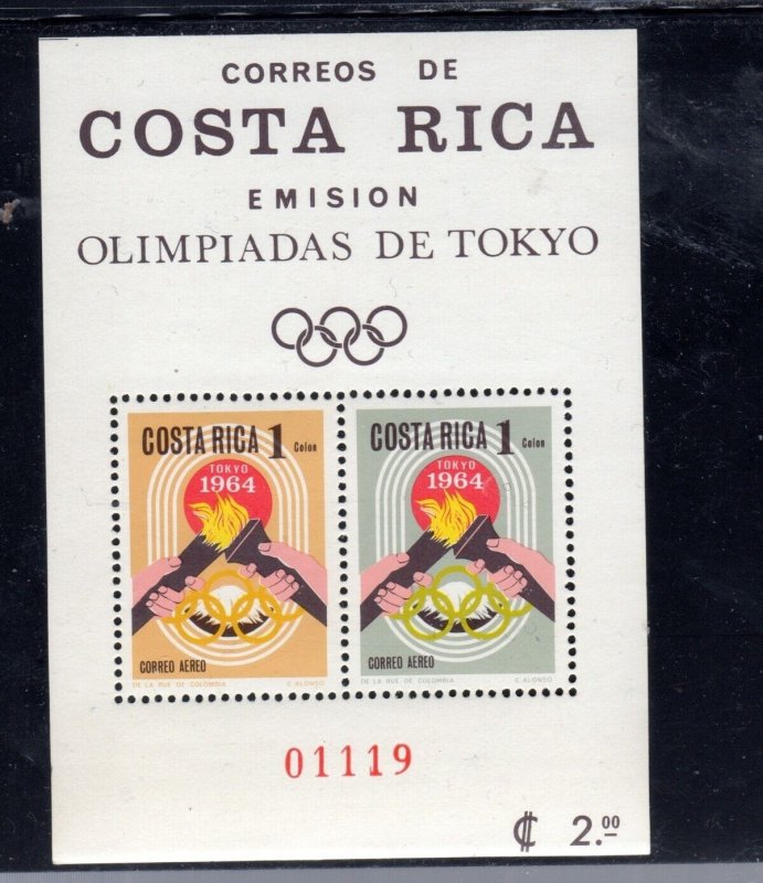 COSTA RICA #C416a 1965 OLYMPICS TOKYO MINT VF NH O.G S/S2 aa