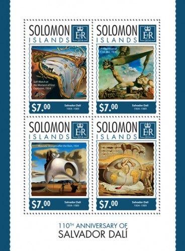 Post-Impressionism Art Salvador Dali Paintings Solomon Islands MNH stamp set