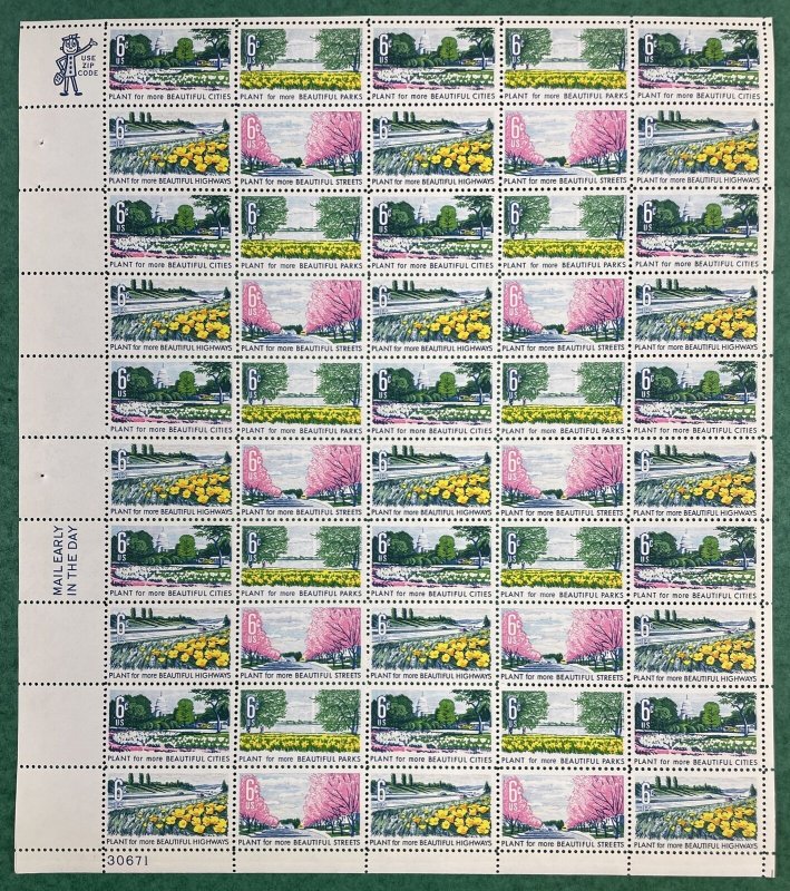 Lot of 10  1365-1368 PLANT FOR BEAUTIFICATION Sheets US 6¢ Stamps MNH 1969