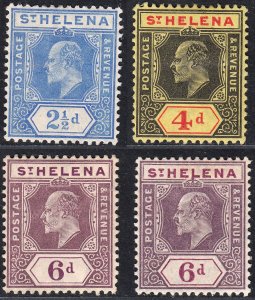 1908-11 ST. HELENA KEVII 4 VALUES (SG# 64,66,67 & 67a) MH VF