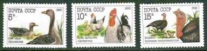 Russia # 5909-11 Birds: Duck,Turkey,Chicken (3) Mint NH