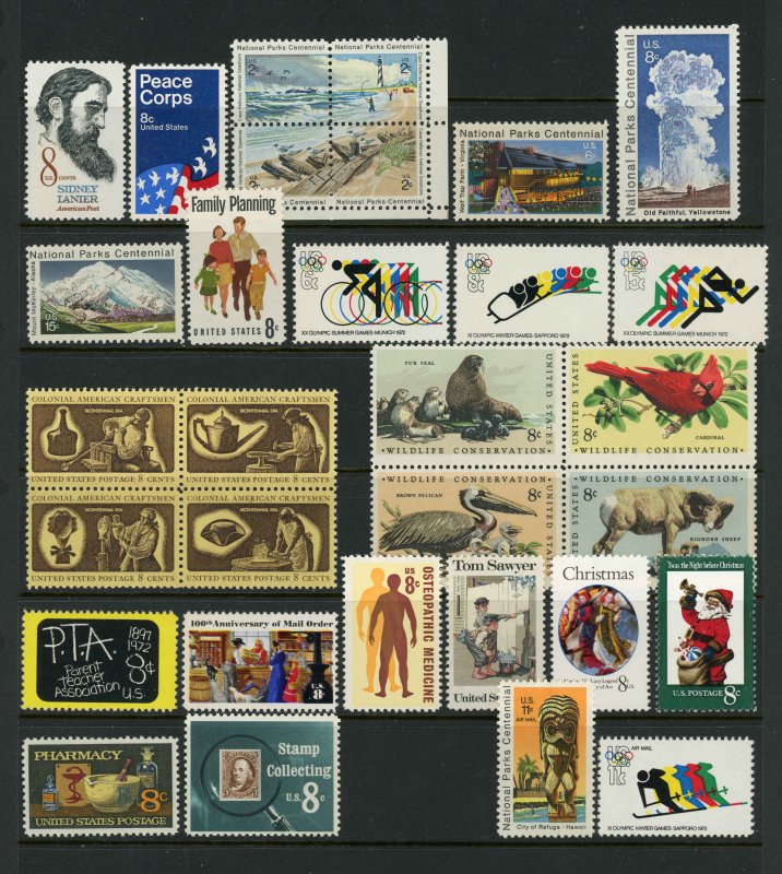 USA 1972 Commemorative Year Set Mint (NH) #1446-1474,C84-C85