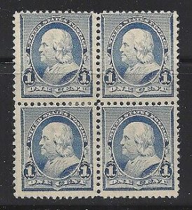 US #219 VF Blk4 OG PRETTY