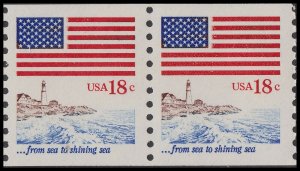 US 1891 Flag …from sea to shining sea 18c coil pair (2 stamps) MNH 1981