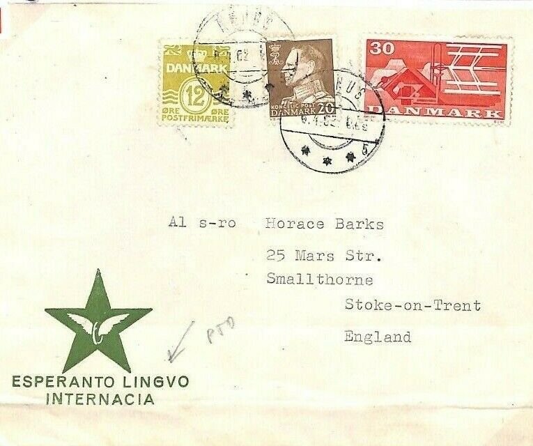 DENMARK Cover ESPERANTO CONGRESS CINDERELLA Aarhus GB Stoke 1962 BE153